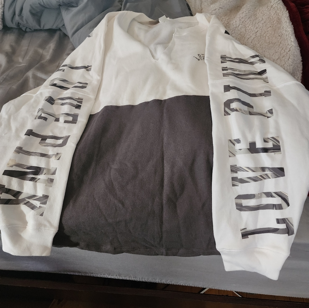 Victoria secret love pink gray and white sweatshirt